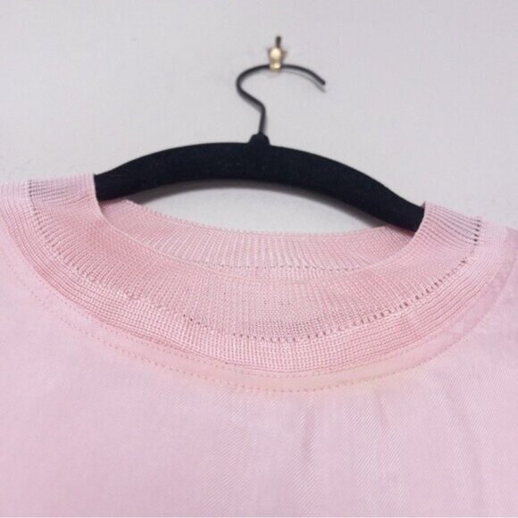 Sandro Ruffle Flutter Sleeve Blouse Top M Pink Cupro Lightweight Crewneck - Picture 6 of 11